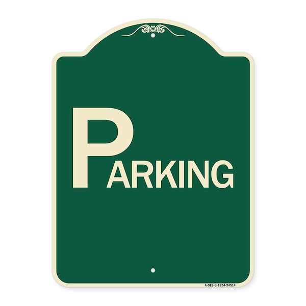 Signmission Designer Series Sign-Parking, Green & Tan Heavy-Gauge Aluminum Sign, 24" x 18", G-1824-24514 A-DES-G-1824-24514 - main